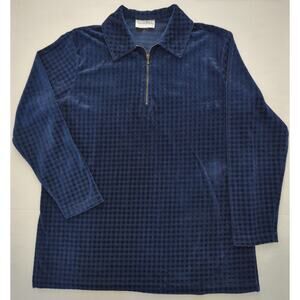 Diane Von Furstenberg The Color Authority Black Blue 1/4 Zip Tunic Womens Size L
